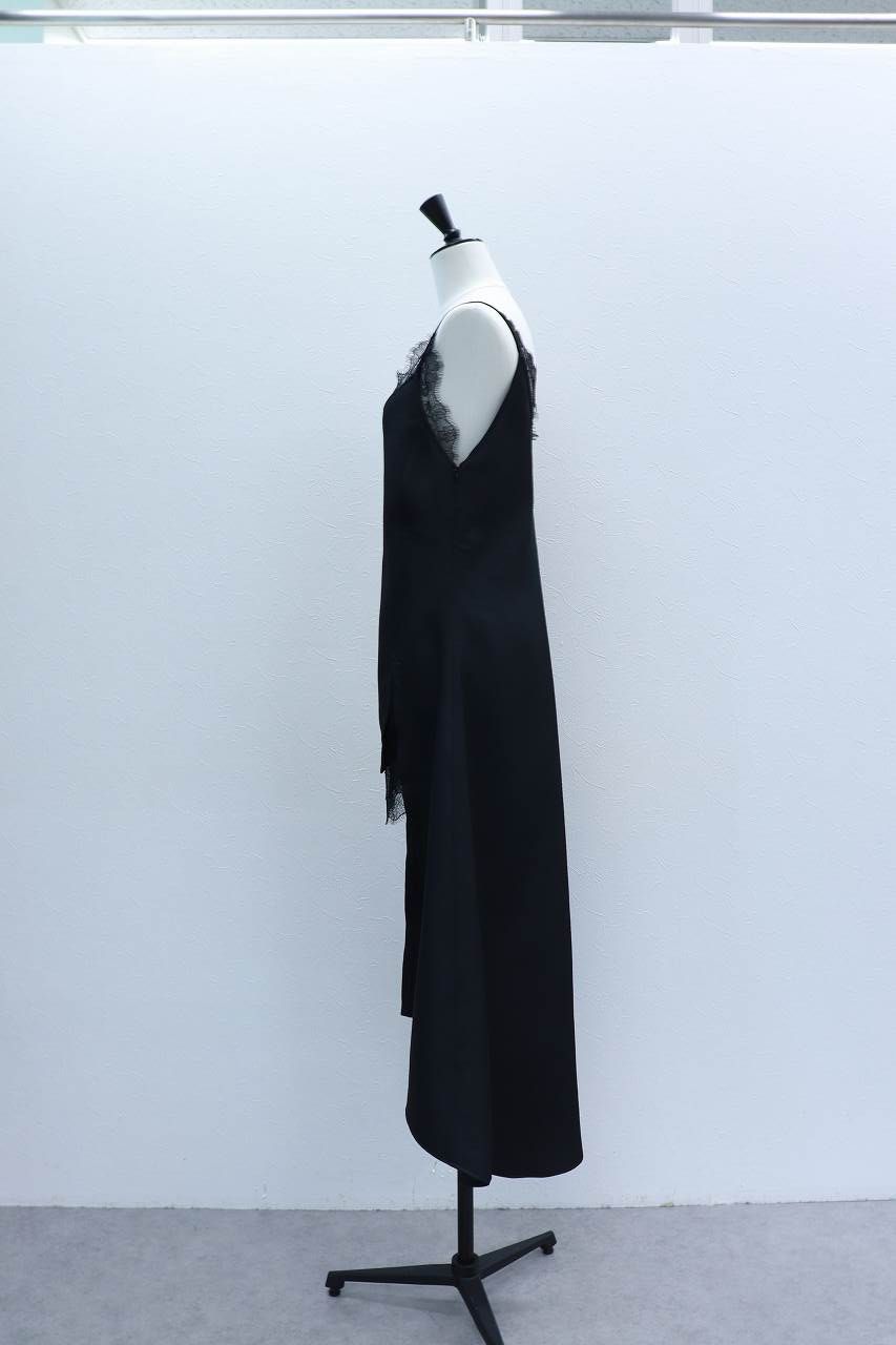 レーストリムサテンキャミソール (ブラック) Lace-trim Satin Camisole (Black) / 26AW *