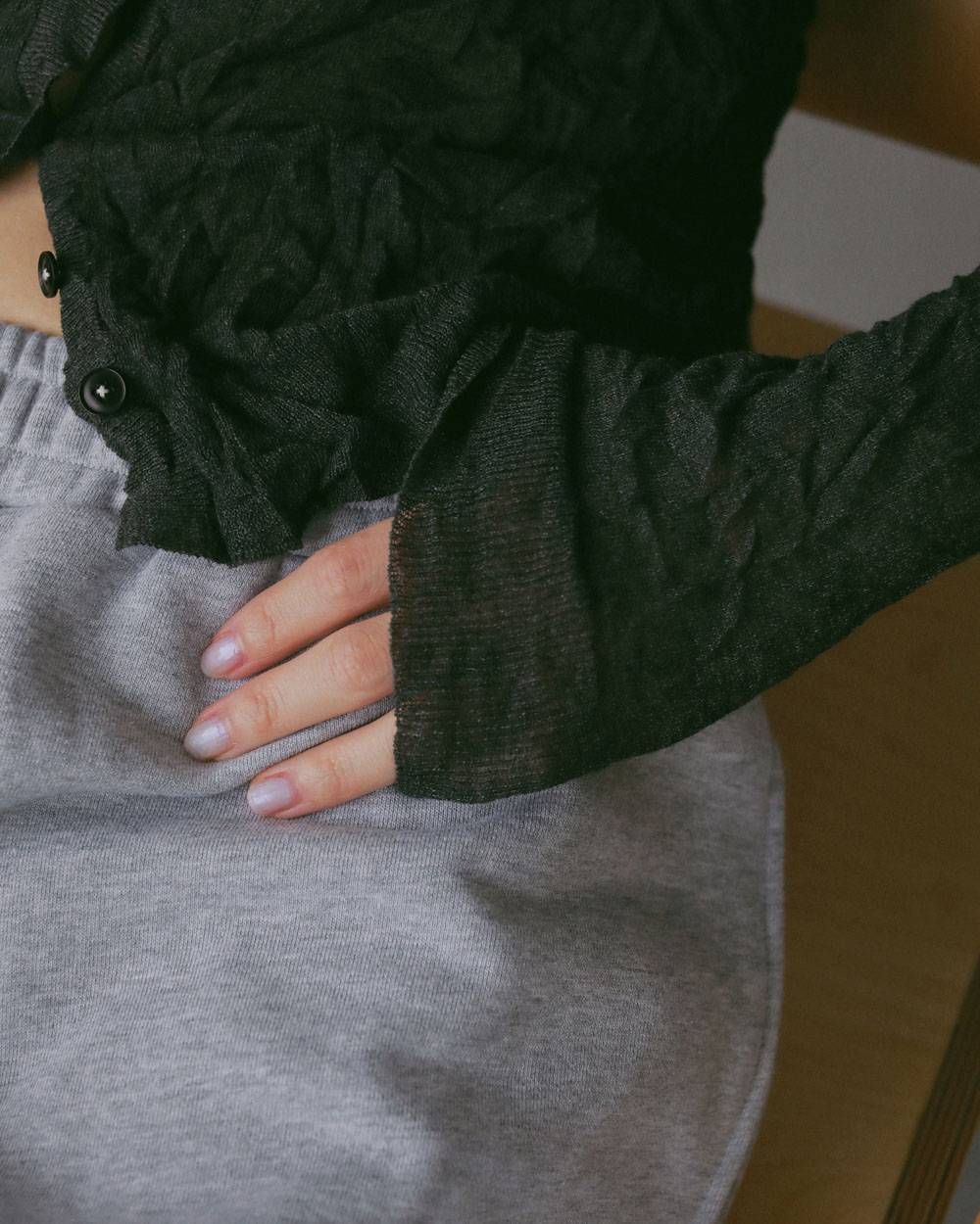 ウォッシャーニットカーディガン (チャコールグレー) Washer Knit Cardigan (Charcoalgray) / 27SS