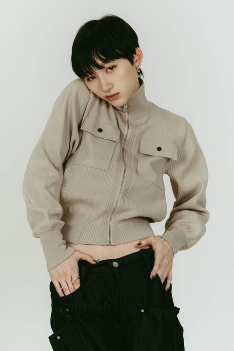 pocket zip up knit (Sandbeige) / ポケットジップアップニット (サンドベージュ) / 26SS