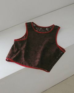 レース ノースリーブトップス (ブラウン) Lace Sleeveless Tops (Brown) / 27SS