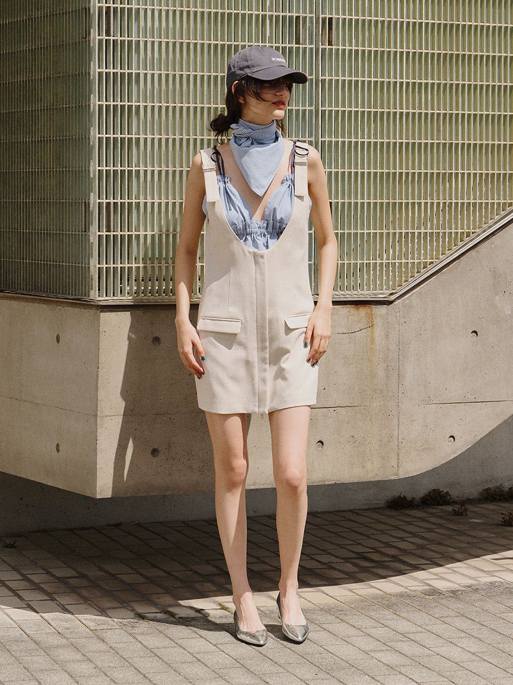 NOUNLESS - STRIPE GATHER BUSTIER TOPS / ストライプ ギャザー