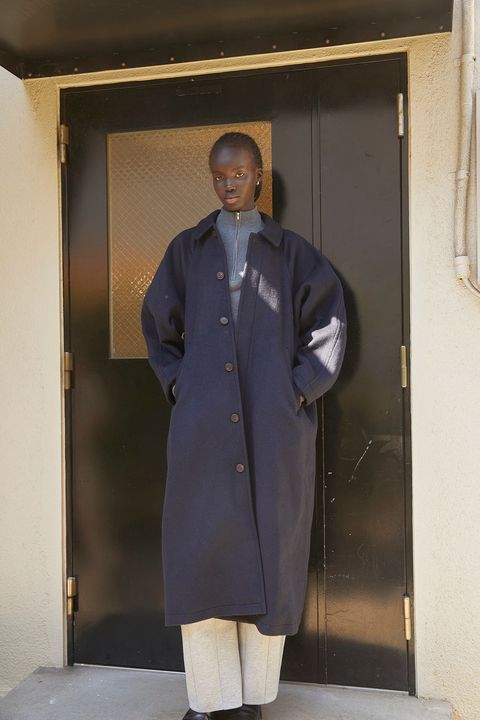 【25AW】Raglan Sleeve Long Coat / ラグランスリーブロングコート (ネイビー)