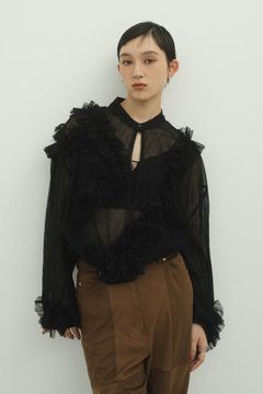 tulle design blouse / チュールデザインブラウス (ブラック)  Knuth Marf