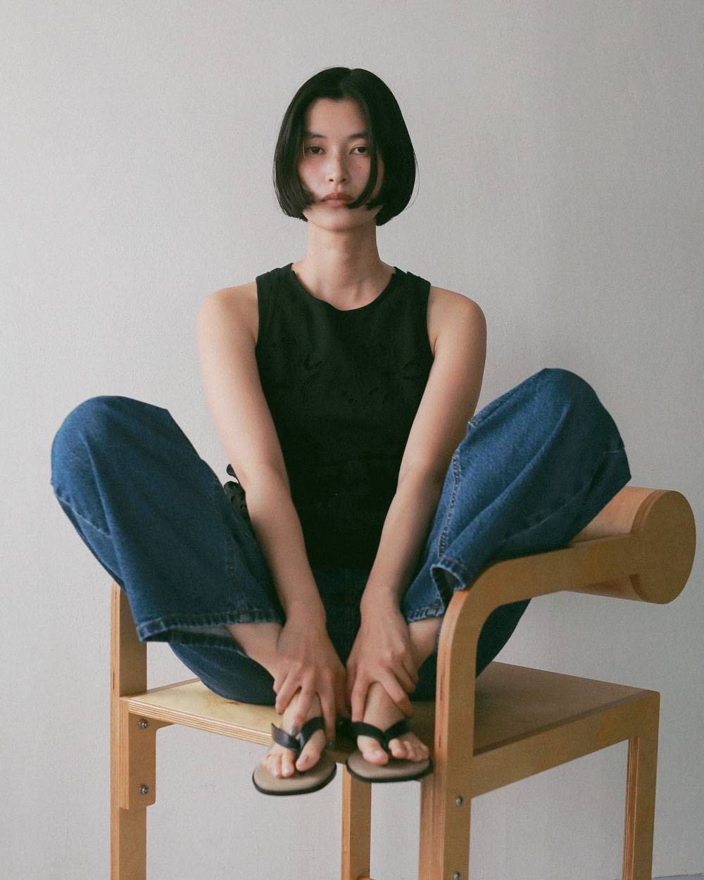 バイカラー トングサンダル (ブラック) Bicolor Tongs Sandals (Black) / 27SS
