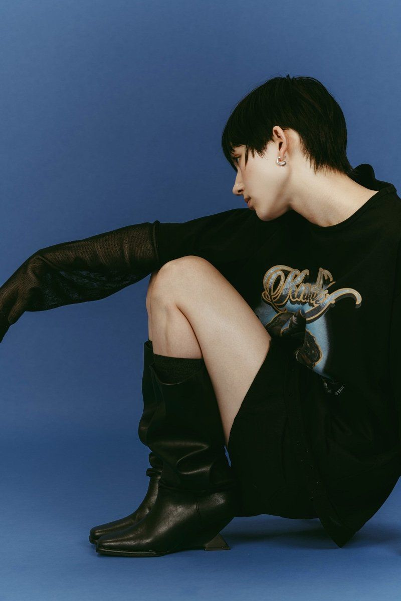 drape long boots (Black) / ドレープロングブーツ (ブラック) / 26SS
