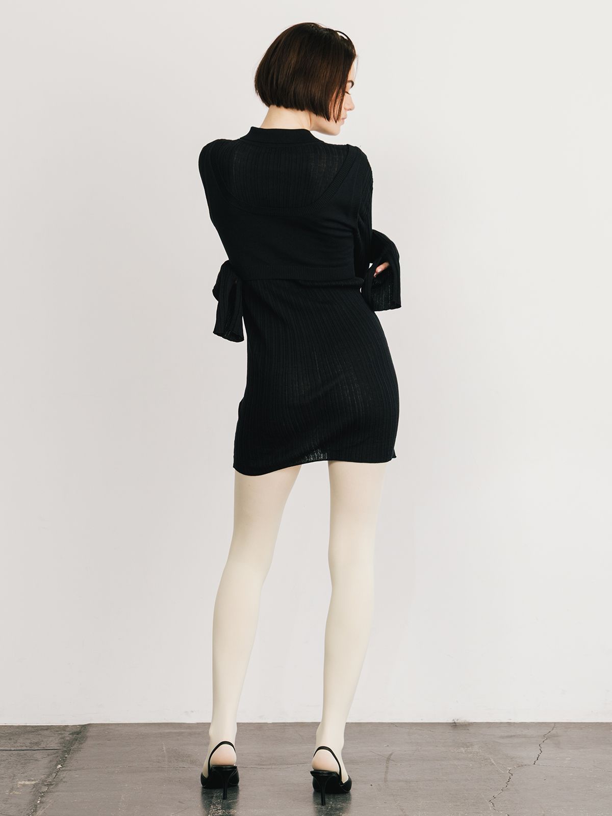 【25SS】KNIT BUSTIER LONG SHIRTS / ニットビスチェ ロングシャツ (ブラック)