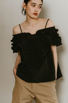 2way off shoulder blouse / 2ウェイ オフショルダーブラウス (ブラック) / 25SS  Knuth Marf