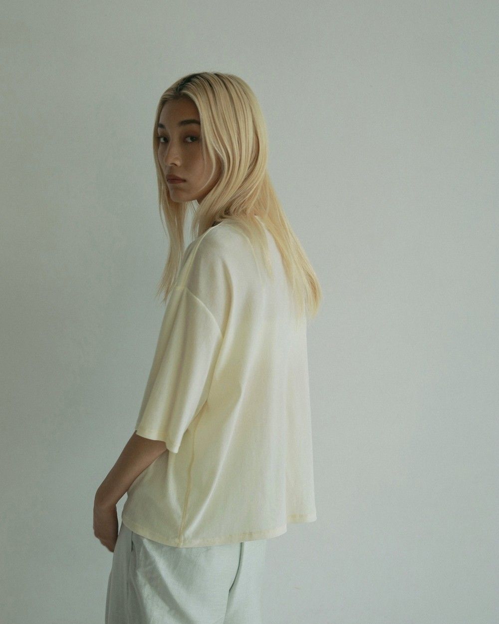 Sheer Velour T-shirts / シアーベロア Tシャツ (アイボリー)