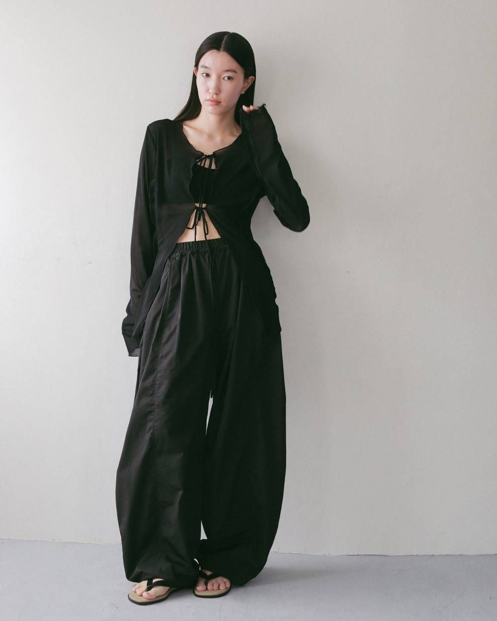 シアーチュールカーディガン (ブラック) Sheer Tulle Cardigan (Black) / 27SS