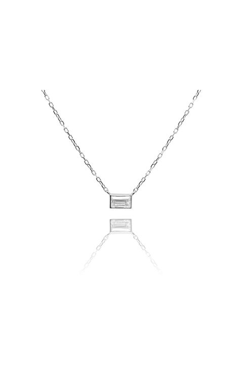 【即納】BUGUETTE CUT MOISSANITE NECKLACE / バゲット カット モアサナイト ネックレス K10 (ホワイトゴールド)