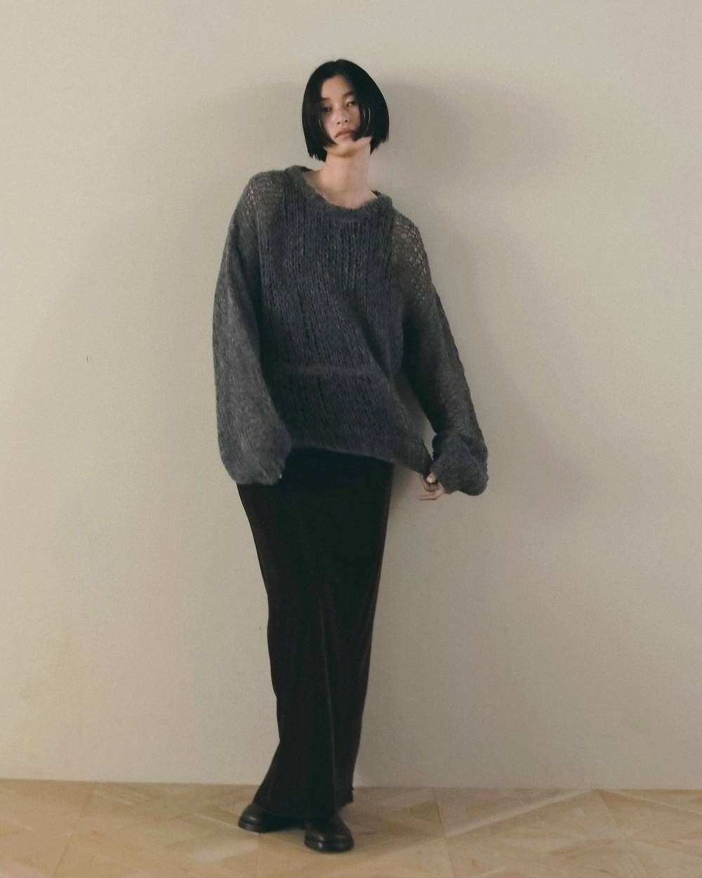 ローゲージモヘアニット (チャコールグレー) Lowgauge Mohair Knit (Charcoal gray) / 26AW 【6月29日まで期間限定予約】
