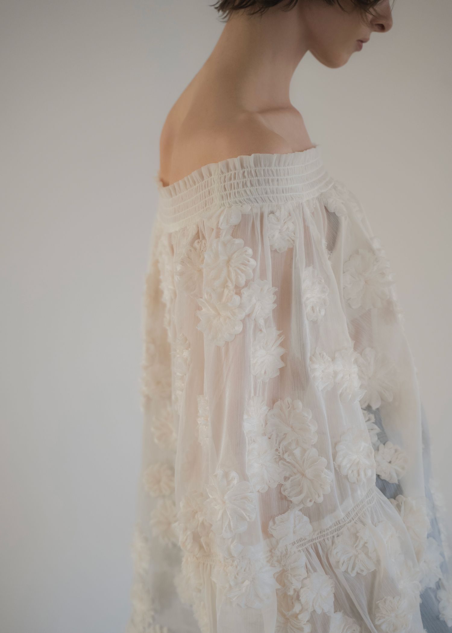 flower motif sheer BL (Ivory) / フラワーモチーフシアーブラウス (アイボリー) / 26SS