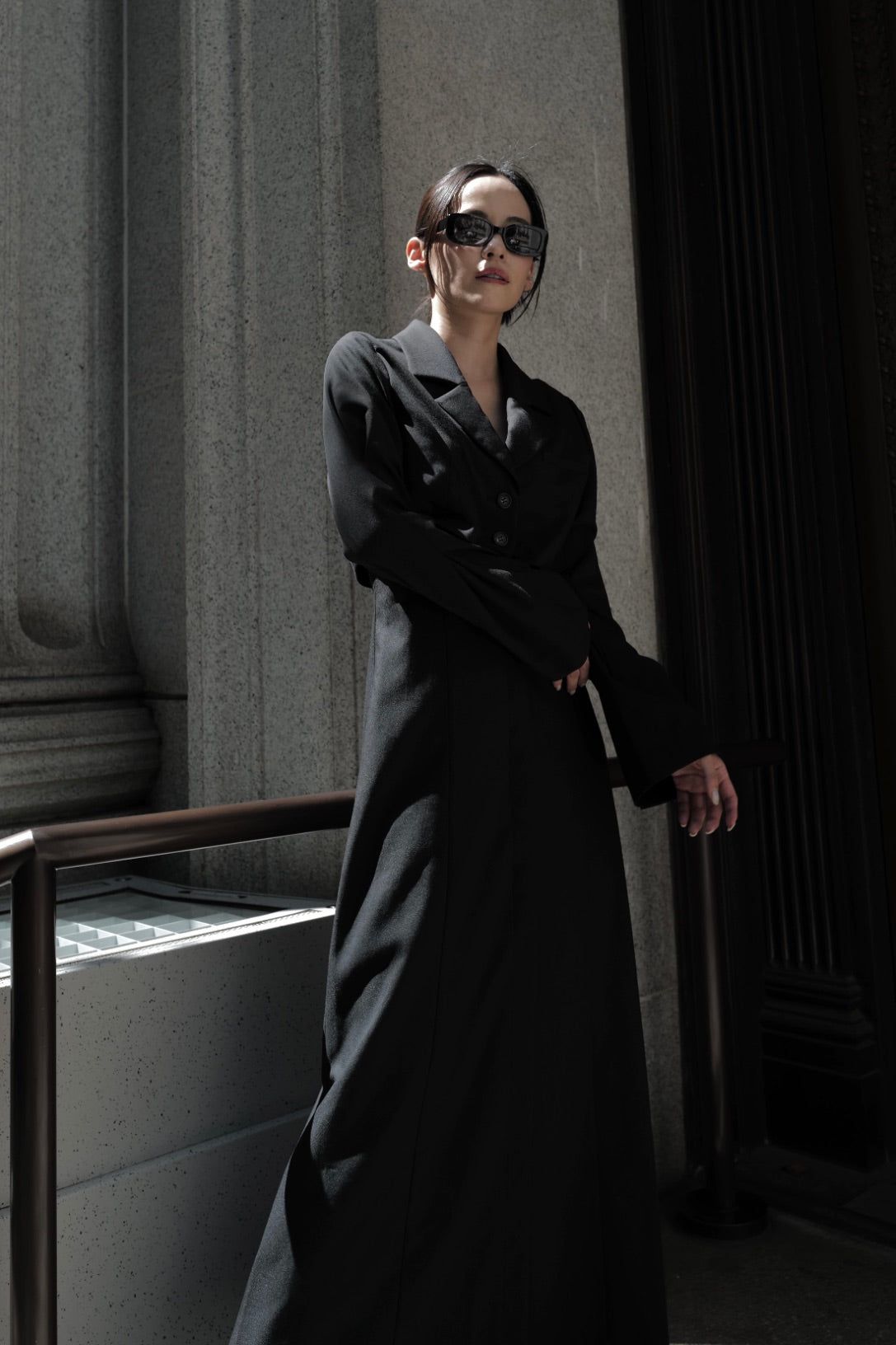 Back ZIP layered onepiece / バックジップ レイヤードワンピース (ブラック)