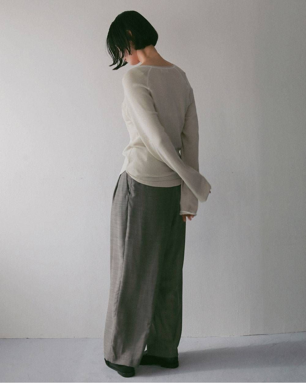 ウールシャンブレー タックパンツ (グレージュ) Woolchambray Tuck Pants (Graige) / 27SS