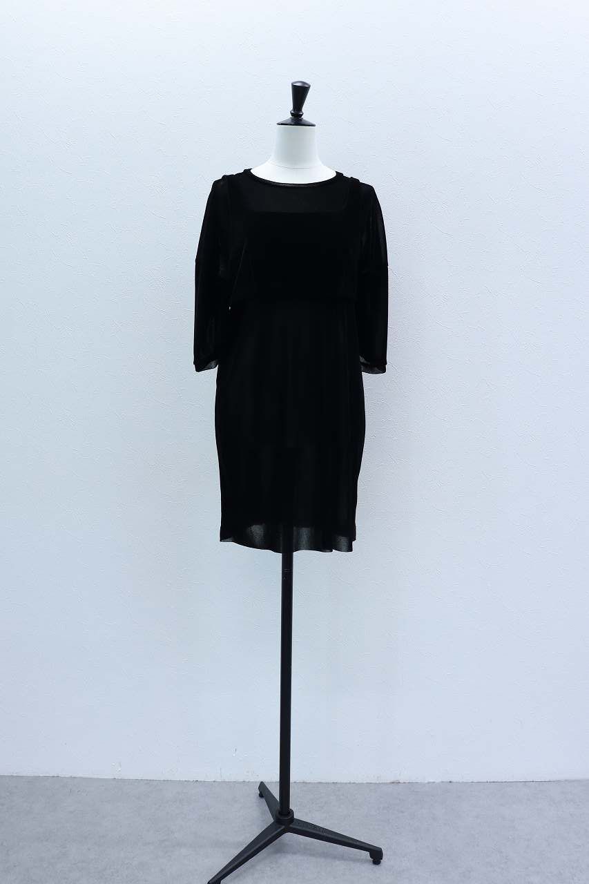 フロッキーチュールベアドレス (ブラック) Flocked Tulle Dress (Black) /  26AW