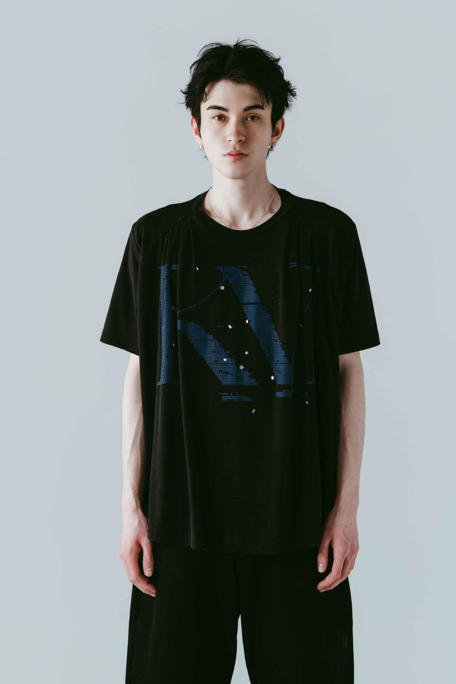 タック オーバーサイズTシャツ (ブラック) tuck detail oversized tee(unisex) (Black) /  26SS
