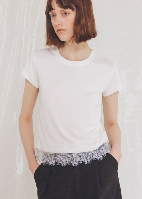 レース コンパクトTシャツ (アイボリー) hem scallop lace compact T-Shirt (Ivory) /  26SS