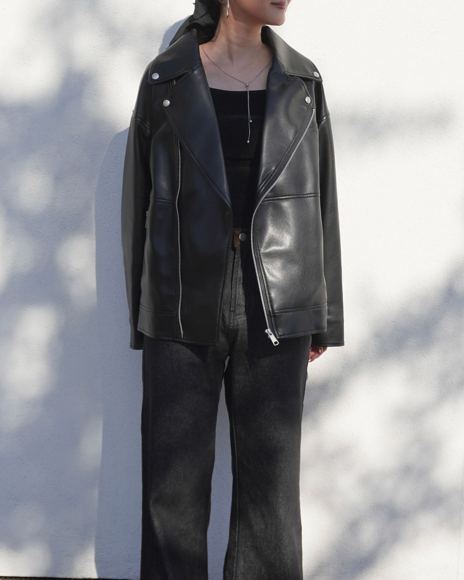 THINK FUR - 【25AW】Eco Leather Riders Jacket (ブラック