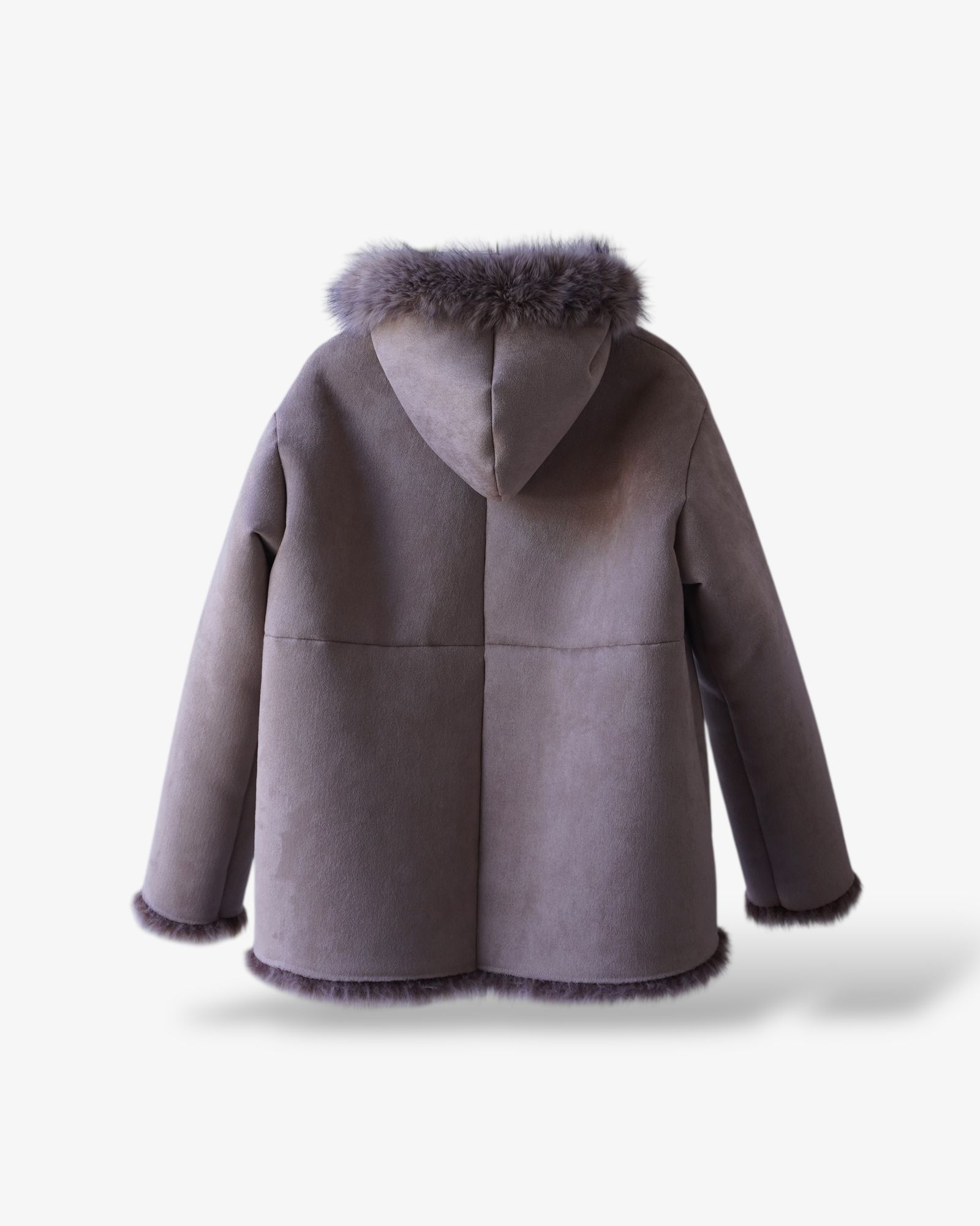 【25AW】Fox Like Fur Hoodie Coat / フォックスライクファー リバーシブルフーディコート (ベージュ) / エコファー / フェイクファー