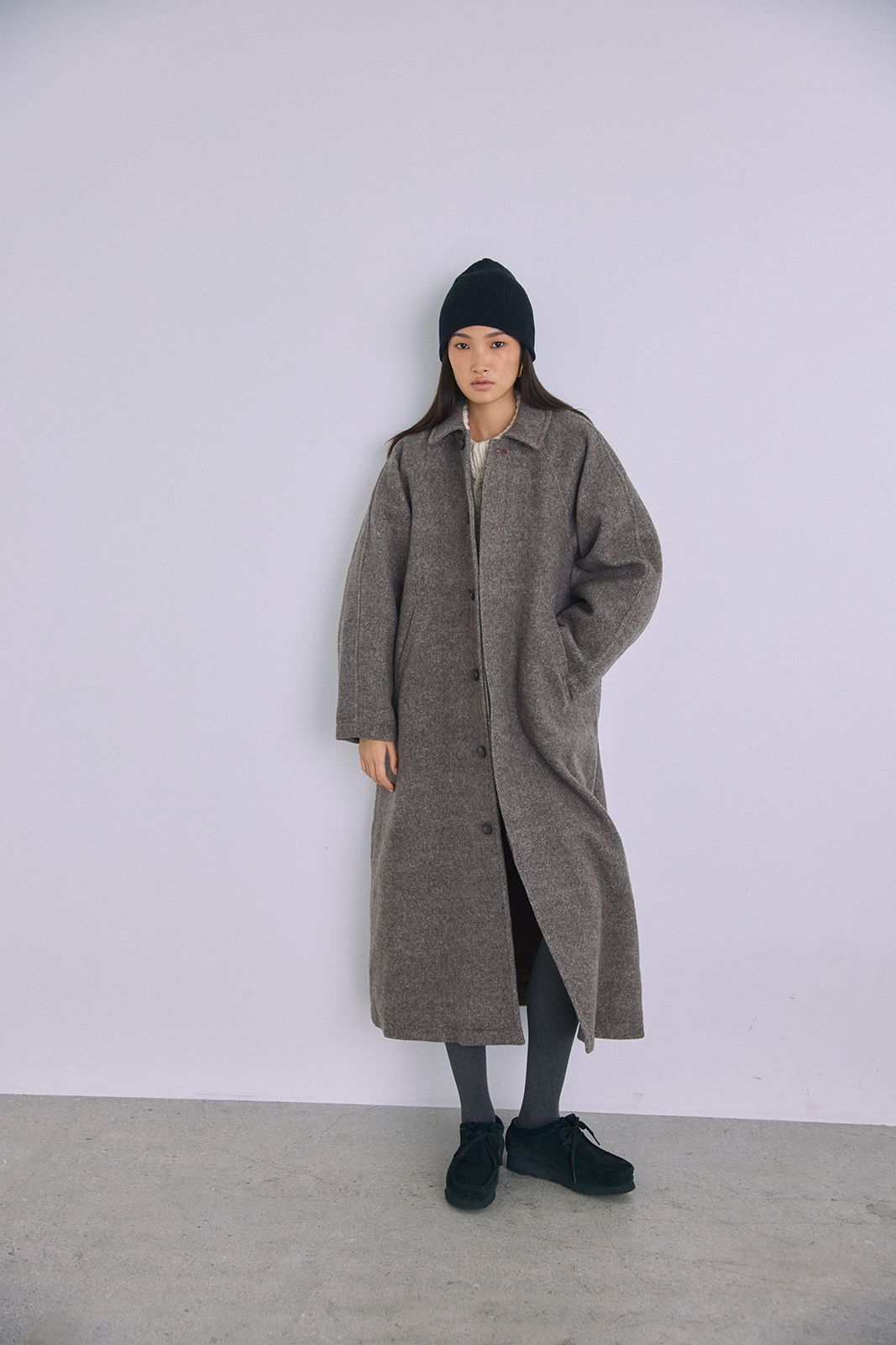 ラグランスリーブロングコート (ブラウン) Raglan Sleeve Long Coat (Brown) / 26AW