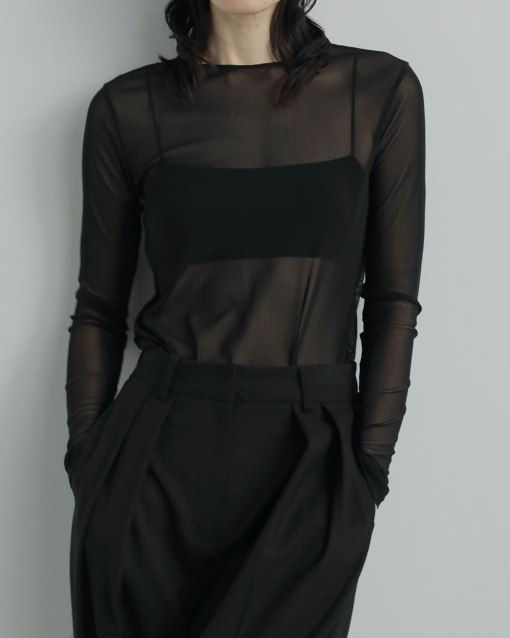 2way Sheer Tops / 2ウェイ シアートップス (ブラック)