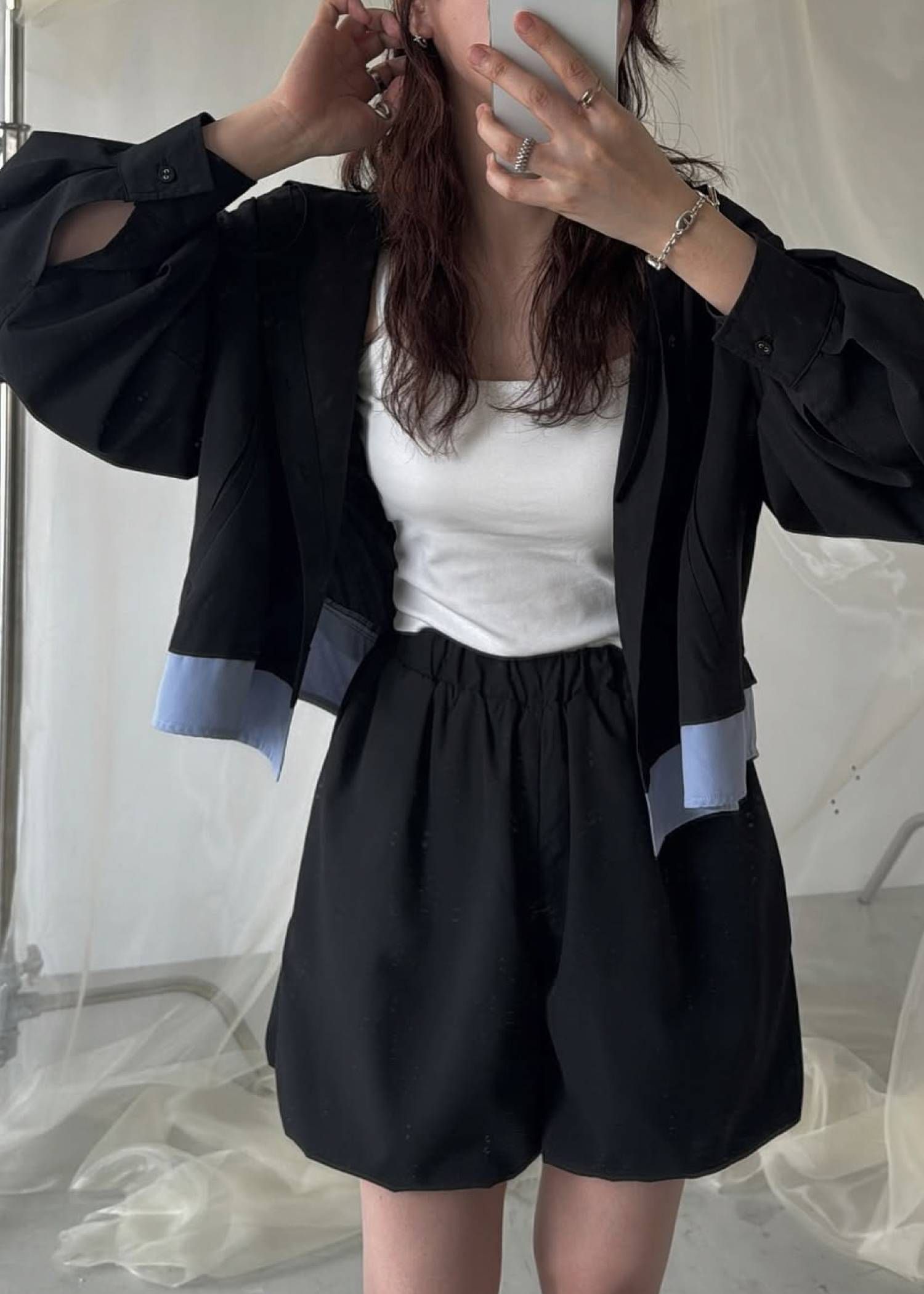 UVカット バルーンショートパンツ (ブラック) balloon hem UV cut gather volume S/PT (Black) /  26SS