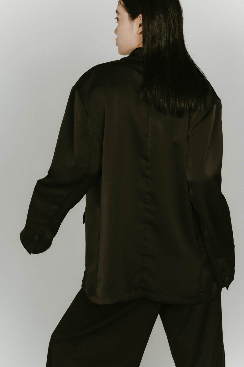 embroidered satin jacket / エンブロイド サテンジャケット (ブラック) / 25SS