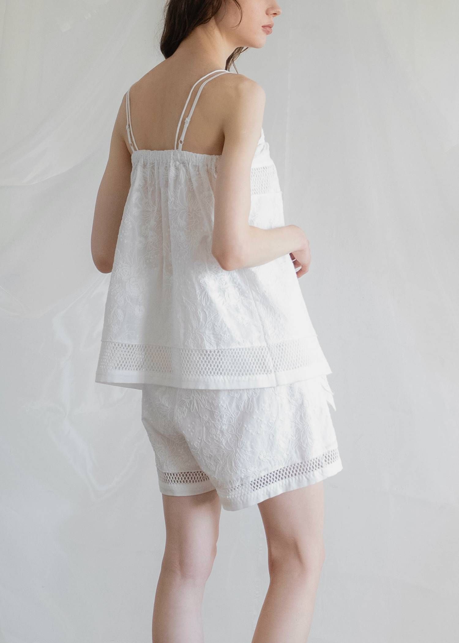 マルチウェイ キャミトップス (ホワイト) multi way drape panel cami tops (White) /  26SS