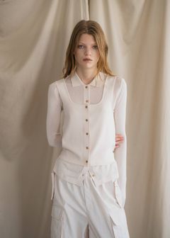 ニットシャツ&タンクトップ (パウダーピンク) shirt collar & tank knit ensemble (Powder pink) /  26SS