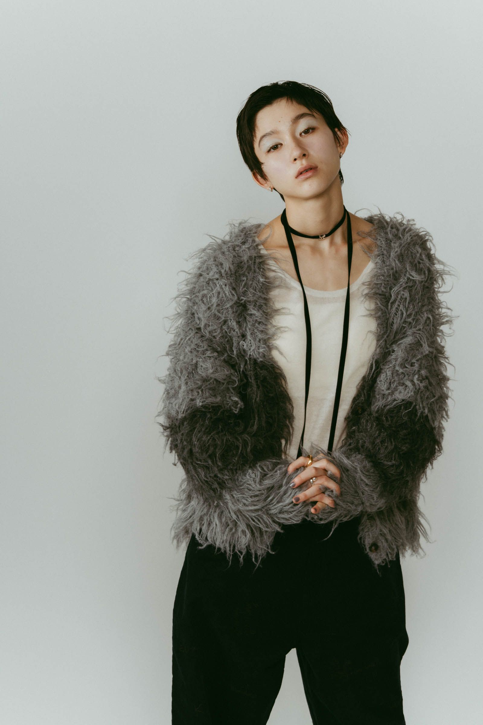 shaggy cardigan / シャギーカーディガン (グレー) / 25AW