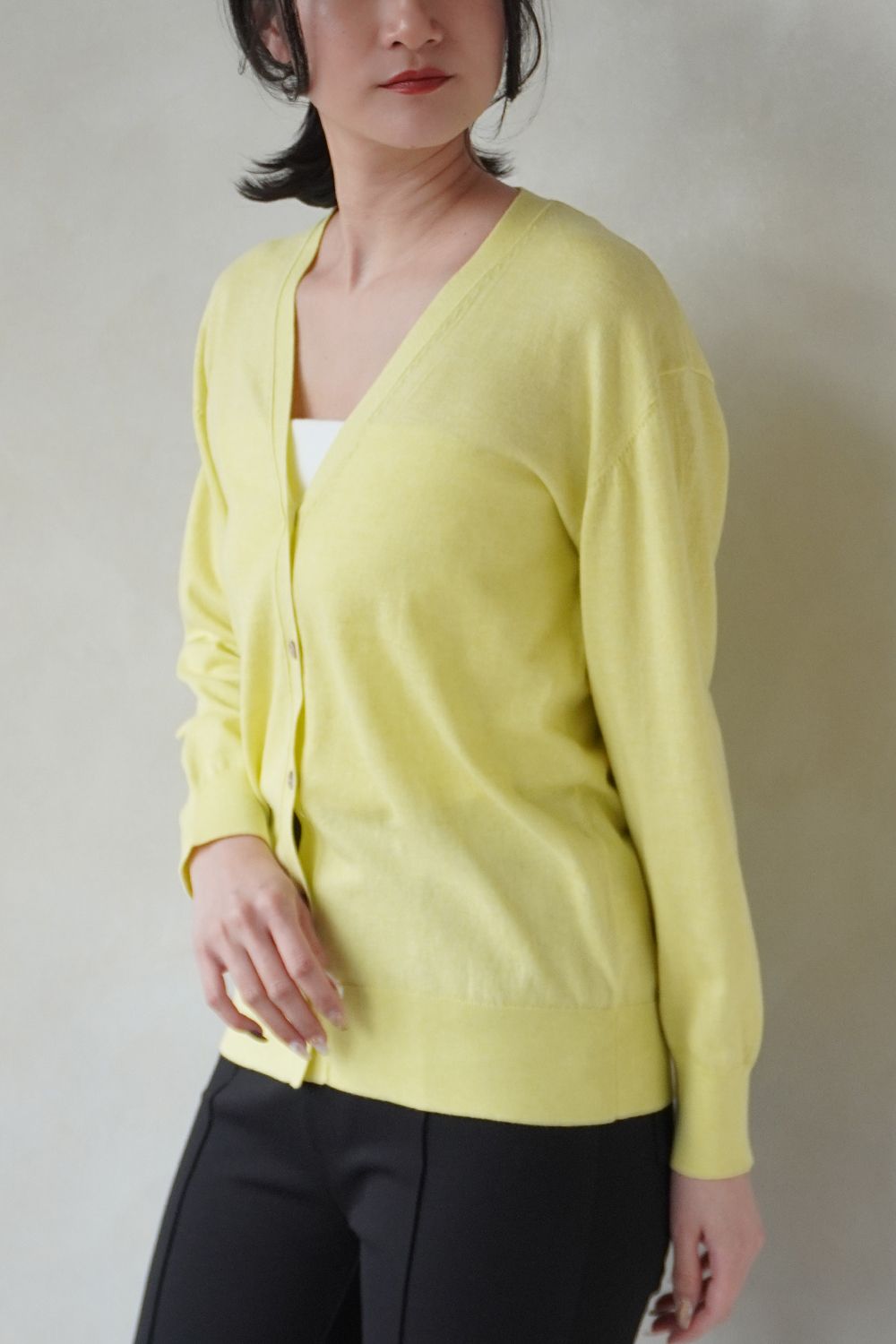 HIGHGAGE V-NECK CARDIGAN / ハイゲージ Vネックカーディガン (ライム)