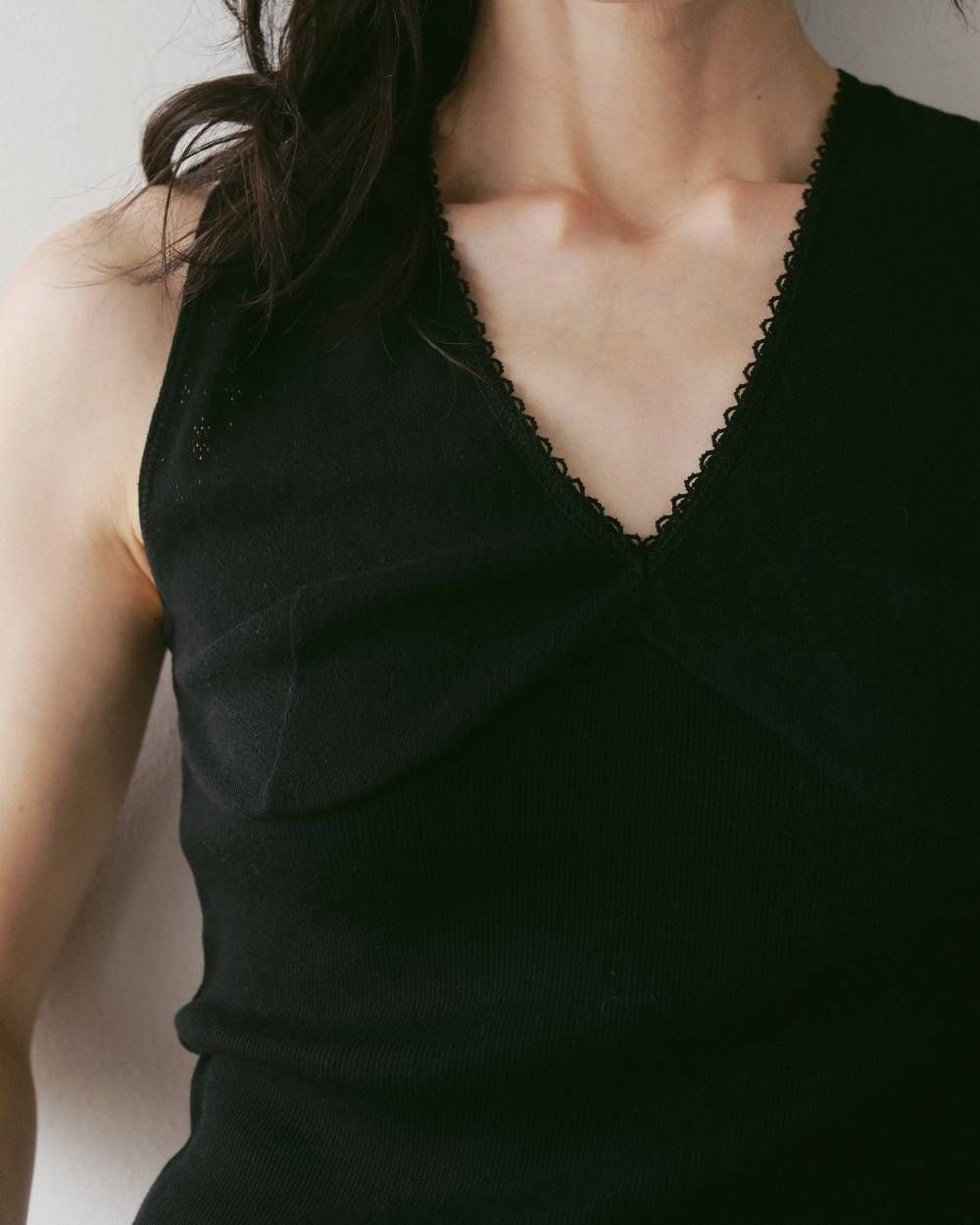 ヴィンテージ パターンメッシュ タンクトップ (ブラック) Vintage Patternmesh Tanktop (Black) / 27SS
