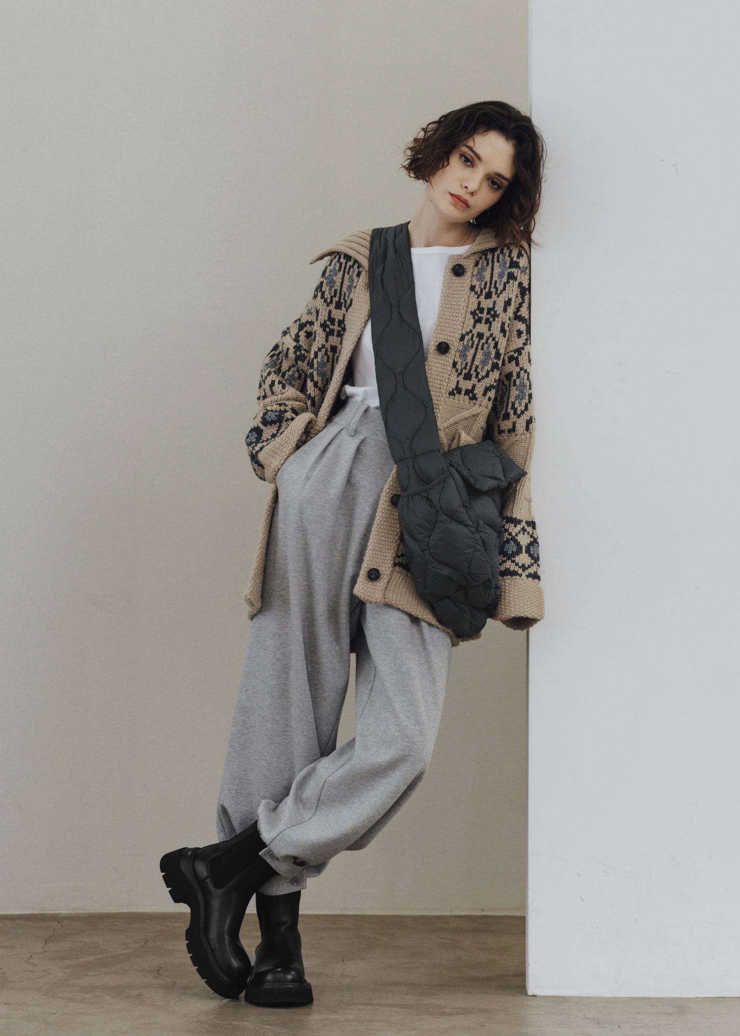 nordic pattern knit cowichan jacket / ノルディック カウチンニットジャケット (タン) / 25AW /