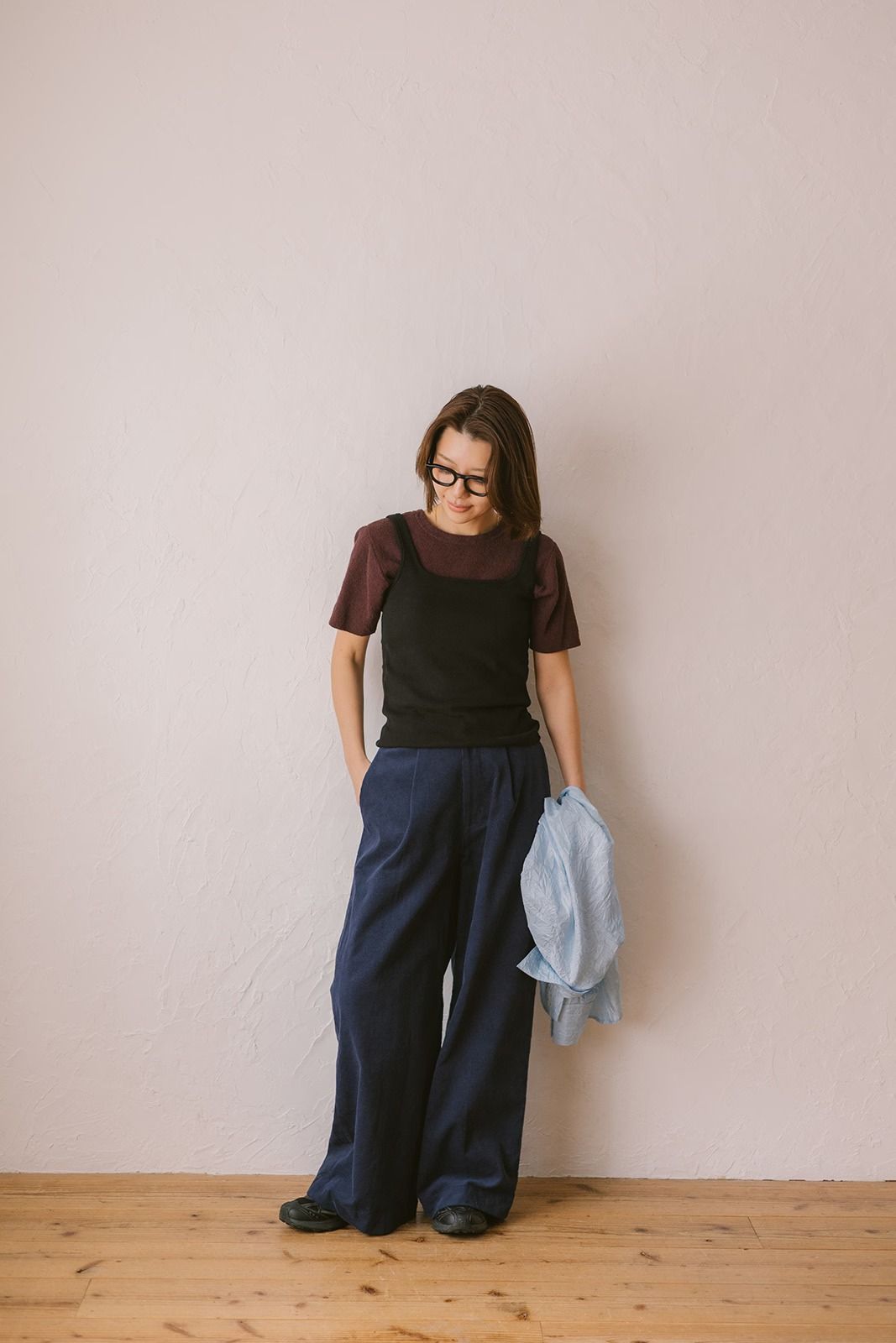 コーデュロイストレートパンツ (ブルー) Corduroy straight pants (Blue) /  26SS