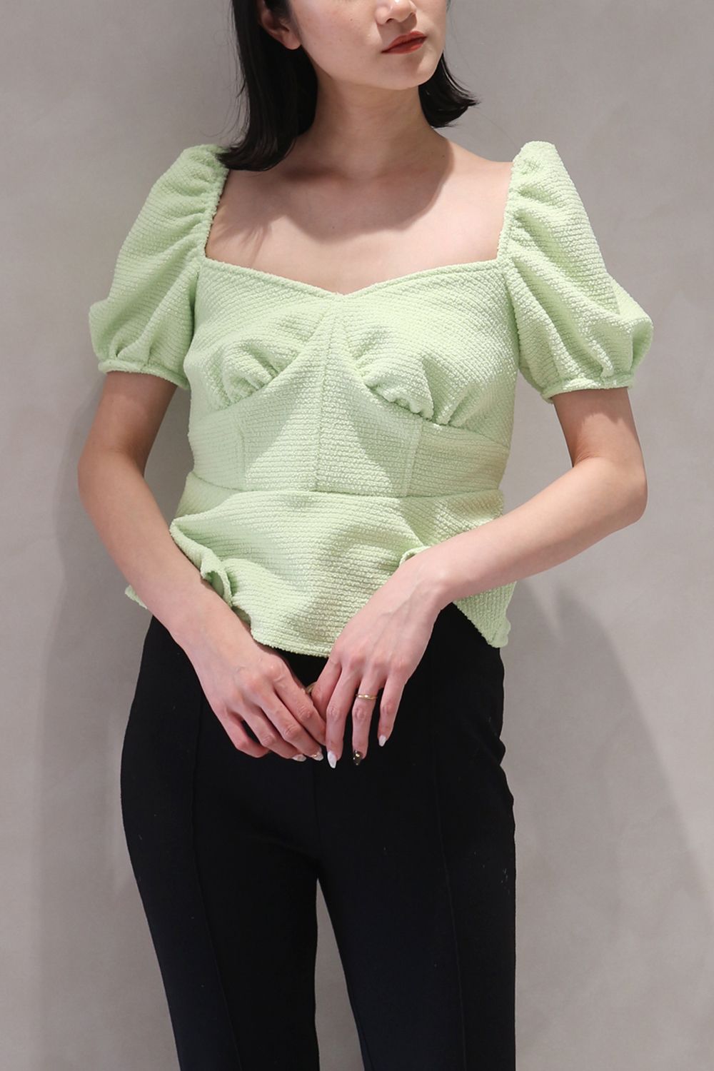 POOFY TOWEL LIKE MINI TOP / パイル ミニトップス (ライム)