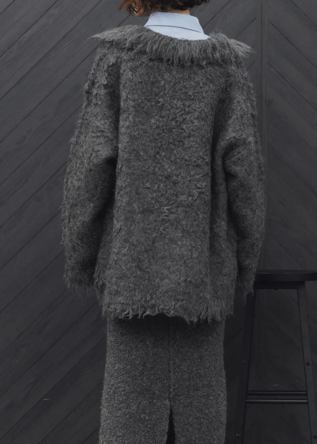 brushed lightly reversible knit cardigan / リバーシブルニットカーディガン (チャコール) / 25AW