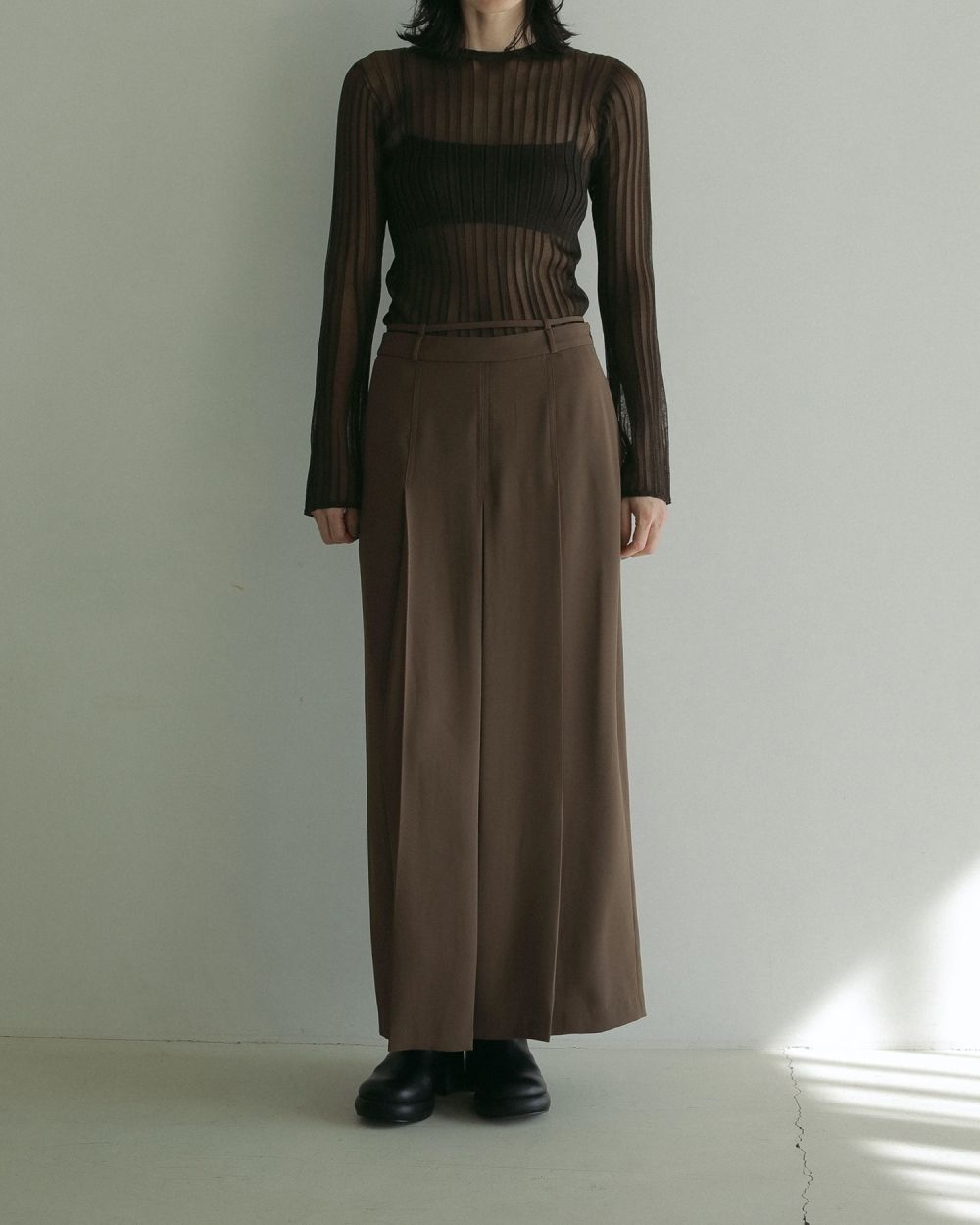 Flare Sheer Knit / フレアシアーニット (ブラウン)