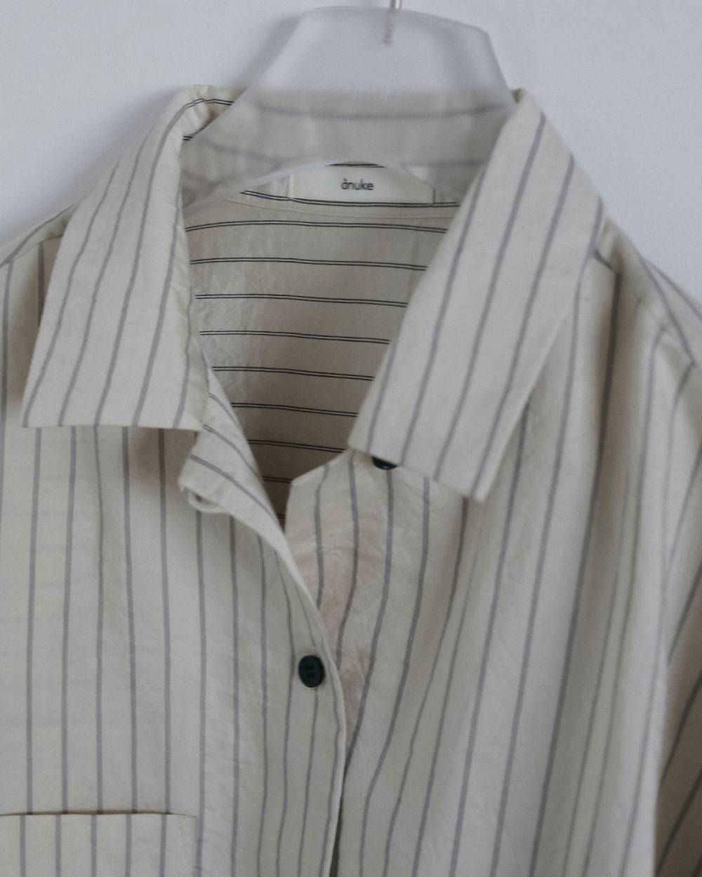 オープンカラーストライプシャツ (アイボリー) Opencollar Stripe Shirts (Ivory) / 26AW 【6月29日まで期間限定予約】