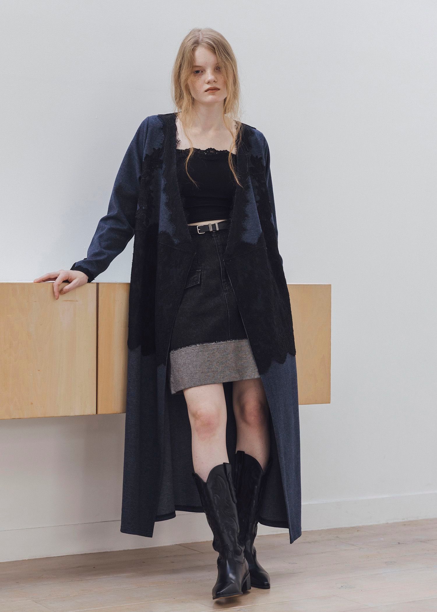 cachecoeur multi lace sweat OP / マルチレース スウェットワンピース (インディゴ) / 25AW