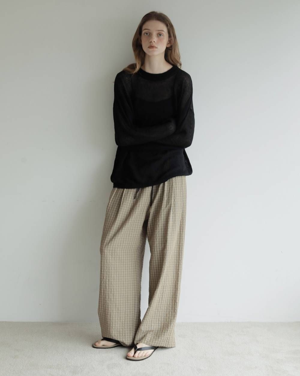 コットンリネン ルーズニット (ブラック) Cottonlinen Loose Knit (Black) / 27SS