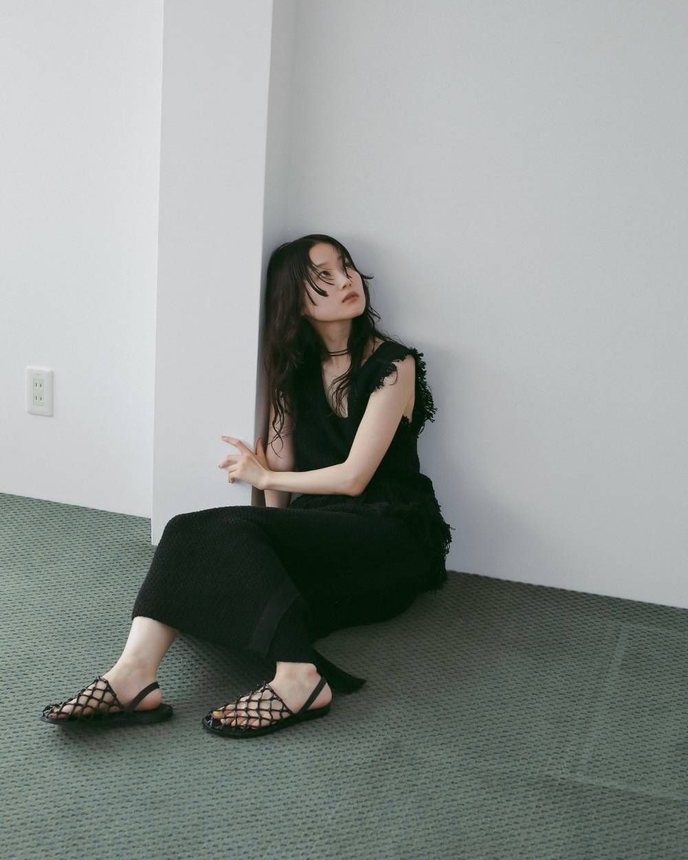 フリンジ ニットタンクトップ (ブラック) Fringe Knit Tanktop (Black) / 26SS