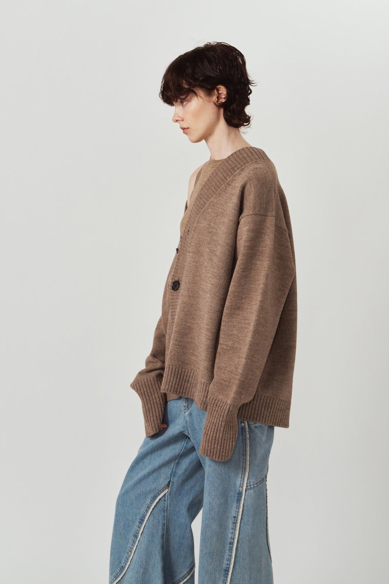 2ピース カーディガン (ブラウン) 2-piece cardigan (Brown) / 26AW
