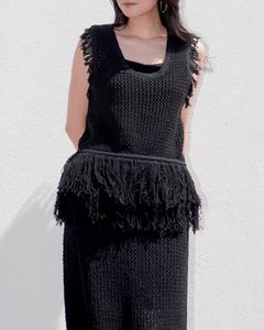 フリンジ ニットタンクトップ (ブラック) Fringe Knit Tanktop (Black) / 26SS