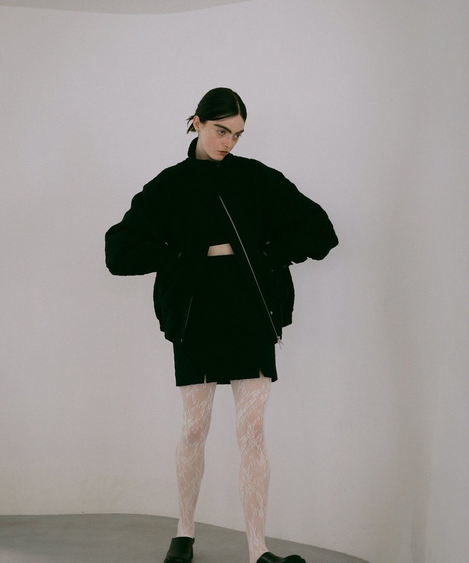 Jeanne jacquard mini skirt pants / ジェーンジャカードミニスカートパンツ (ブラック)