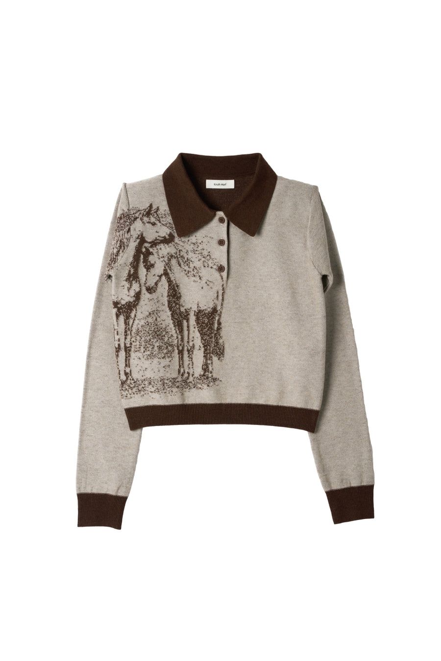 ジャガードポロニット (ブラウン) jacquard polo knit (Brown) / 26AW
