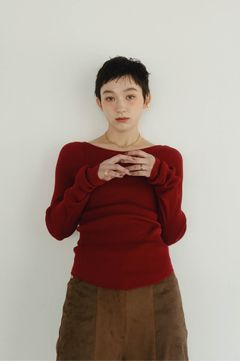 【KnuthMarf × PALM】cup in boat neck knit / カップイン ボートネックニット (レッド)  Knuth Marf