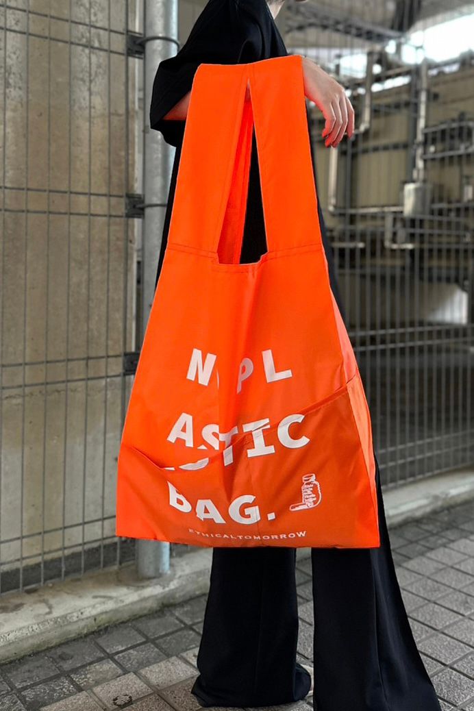 再生PETのBAGでNO PLASTICを叫ぶBAG (オレンジ)
