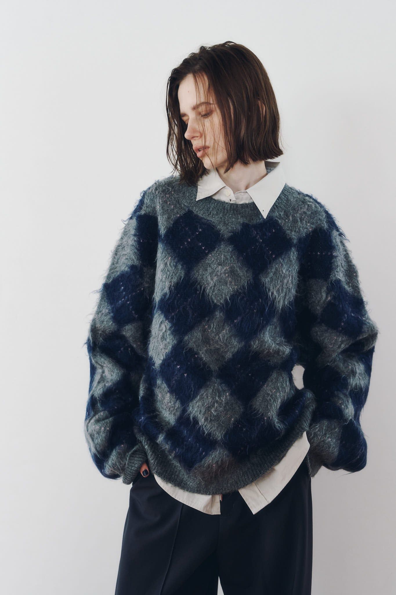 アーガイルニット (ネイビー) argyle knit(unisex) (Navy) / 26AW