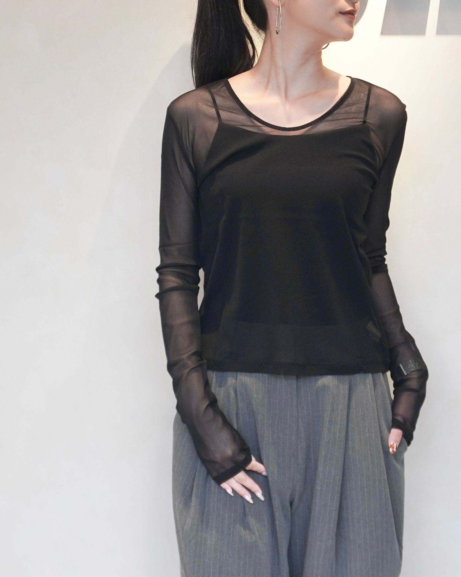 【25AW】2way Sheer Tops / 2ウェイ シアートップス (ブラック)