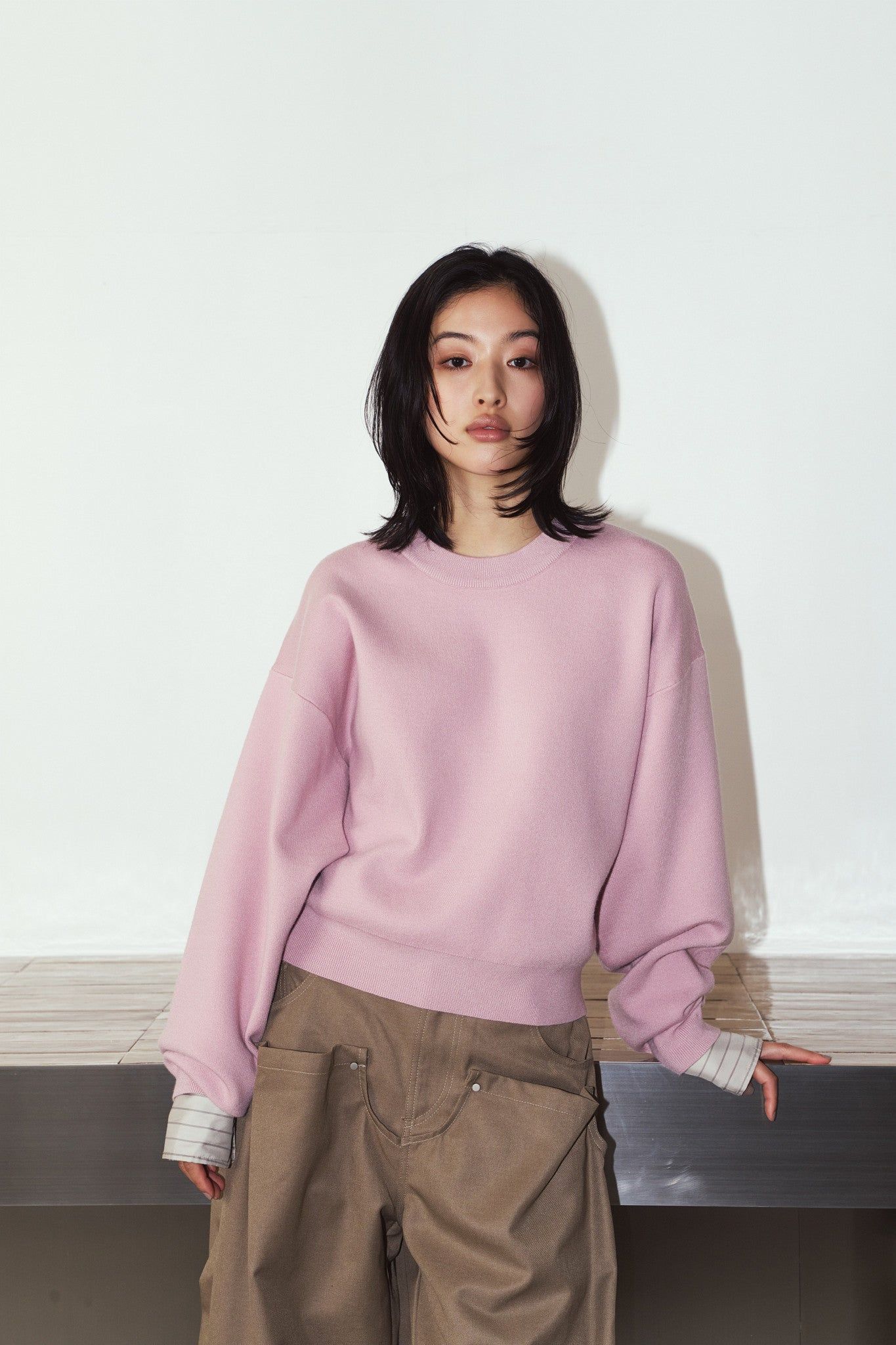 【LADIESサイズ】2ウェイ ノームコア ニット (ピンク) 2way cuffs normcore knit (Pink) / 26AW